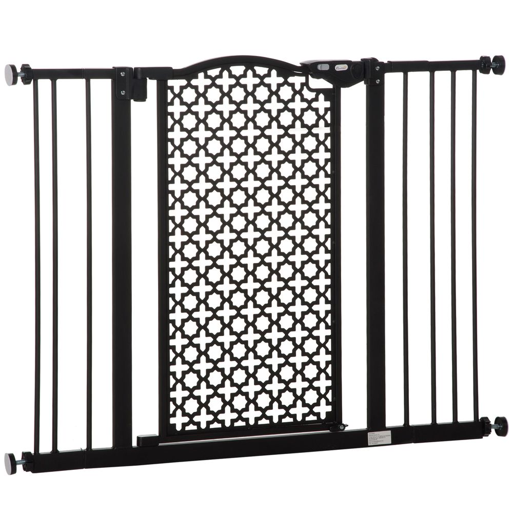 74-105 cm Pet Safety Gate Pressure Fit Stair with Double Locking, Black
