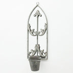 64cm RUSTY WALL MIRROR WITH SINGLE PLANTER