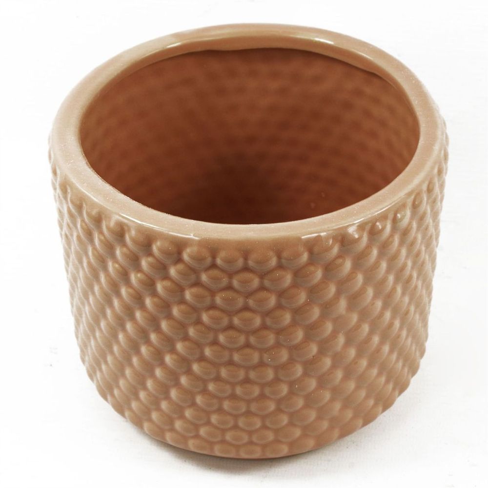 Pink Peach Raised Dots Ceramic Plant Pot: 15x15x12.5cm, Versatile & Luxurious, for Indoor Decor
