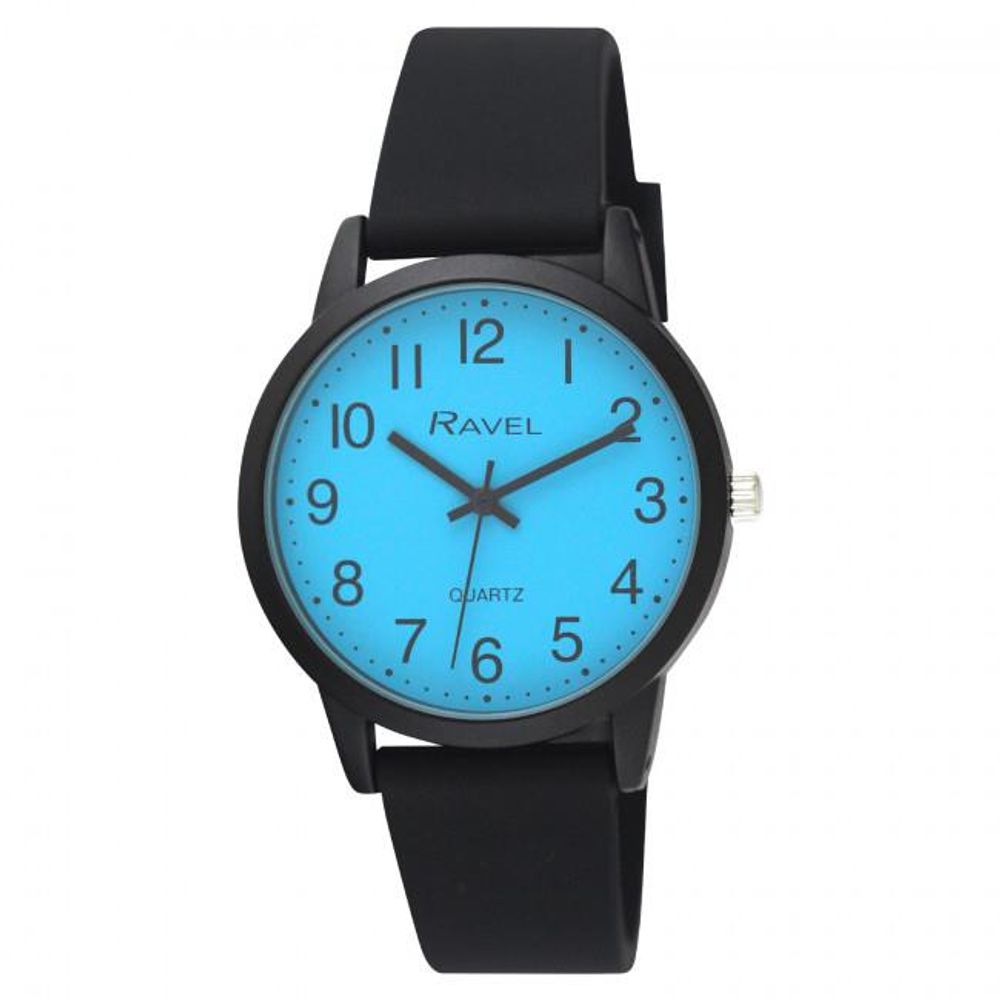 Men's Blue Dial Black Silicone Sports Watch