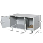 Stylish Grey Cat Box Furniture w/ Scratch, Magnetic Doors - Multipurpose Kitty Enclosure, Easy to Clean - !