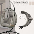 Hanging Swing Chair with Thick Cushion, Patio Hanging Chair, Grey