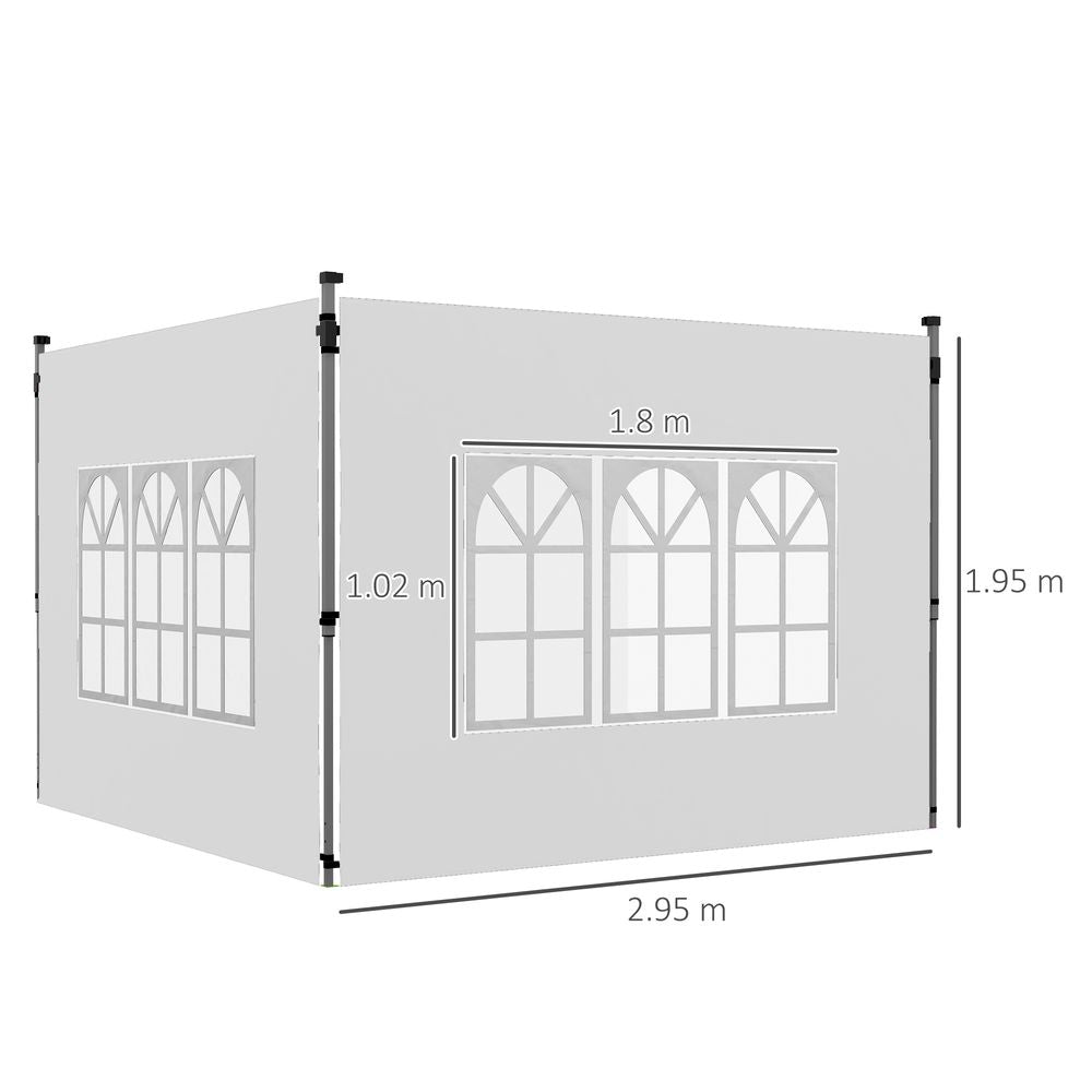 Gazebo Side Panels for 3x3(m) or 3x4m Pop Up Gazebo, 2 Pack, White