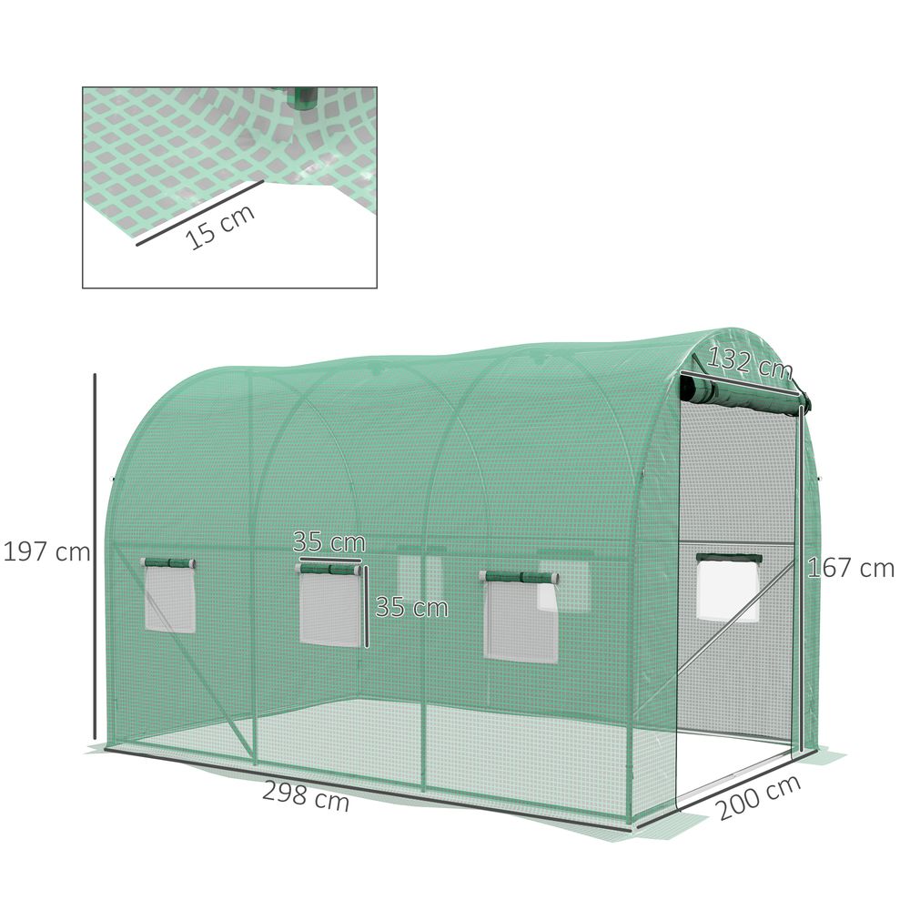 Polytunnel Green House with Sprinkler System, Wide Door