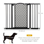 74-105 cm Pet Safety Gate Pressure Fit Stair with Double Locking, Black