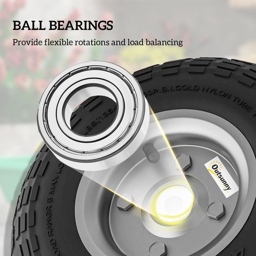 Set of Four 10" Pneumatic Wheels for Barn Carts, Garden Cart Black