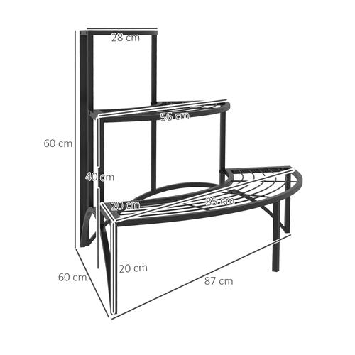 3 Tier Metal Corner Plant Stand for Garden Balcony Patio, Black