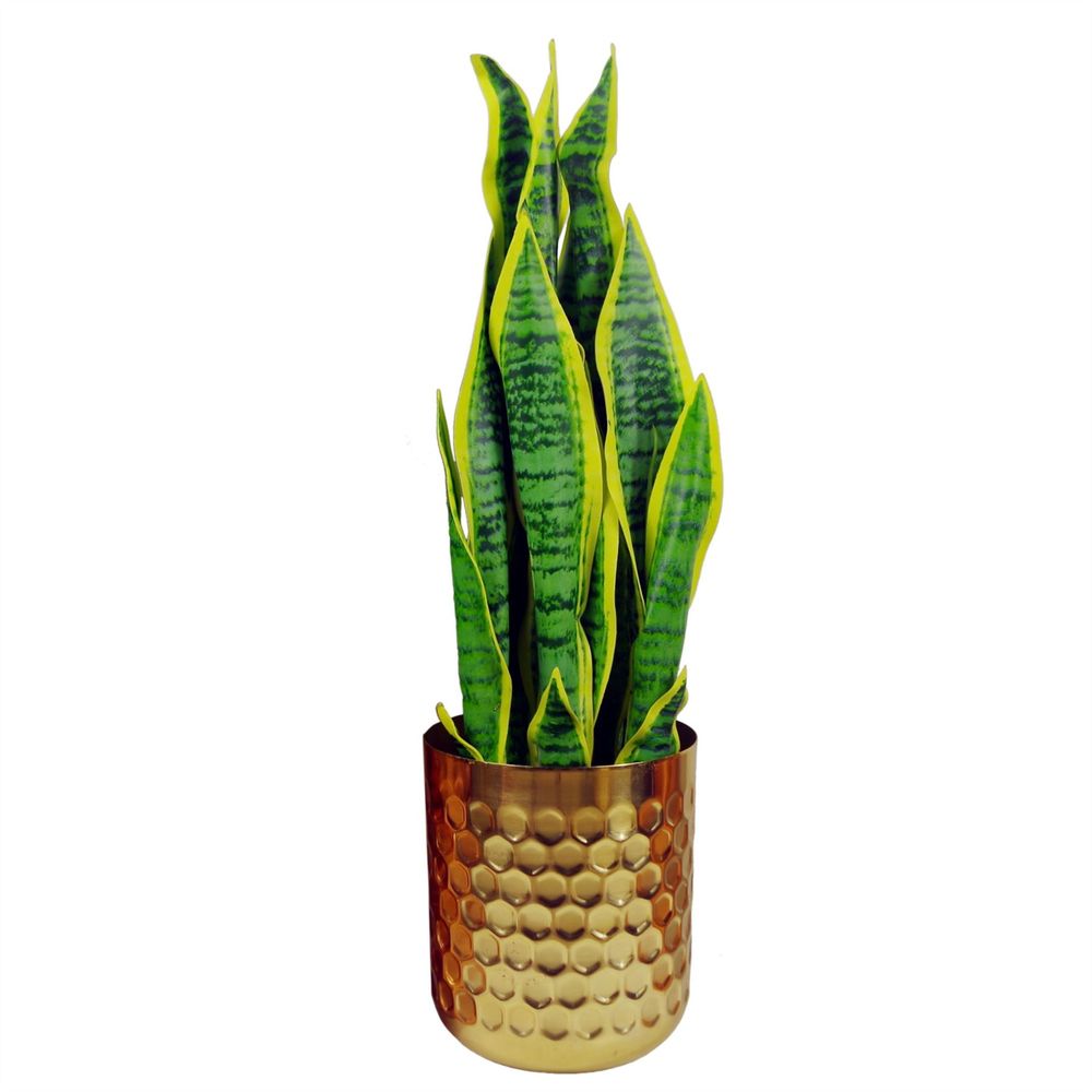 Honeycomb Metal Planter - Gold - 18cm x 15.5cm in Gold