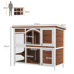 Two-Tier Wooden Rabbit Hutch w/ Openable Roof, Slide-Out Tray, Ramp