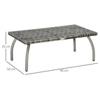 Rattan Coffee Table, Patio Wicker Table with All-Weather Grey