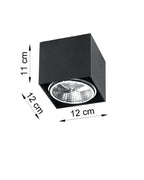 BLAKE Black Square Ceiling Lamp - Modern Loft Design, GU10