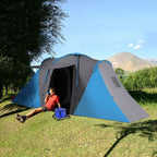 4-6 Man Camping Tent with 2 Bedroom and Living Area, Grey and Blue
