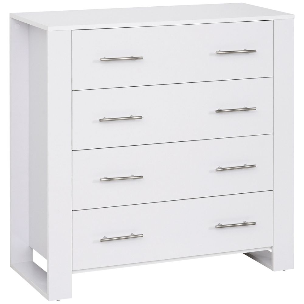 Chest Of 4 Drawers Storage Cabinet Bedroom Clothes w/Metal Handles Base Freestanding Unit Furnishing Living Room White