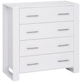 Chest Of 4 Drawers Storage Cabinet Bedroom Clothes w/Metal Handles Base Freestanding Unit Furnishing Living Room White