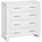 Chest Of 4 Drawers Storage Cabinet Bedroom Clothes w/Metal Handles Base Freestanding Unit Furnishing Living Room White