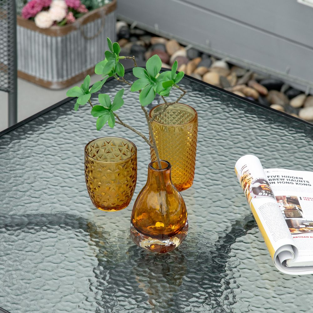 Square Patio Table - Tempered Glass Top, Garden Dining - 76 x 76cm