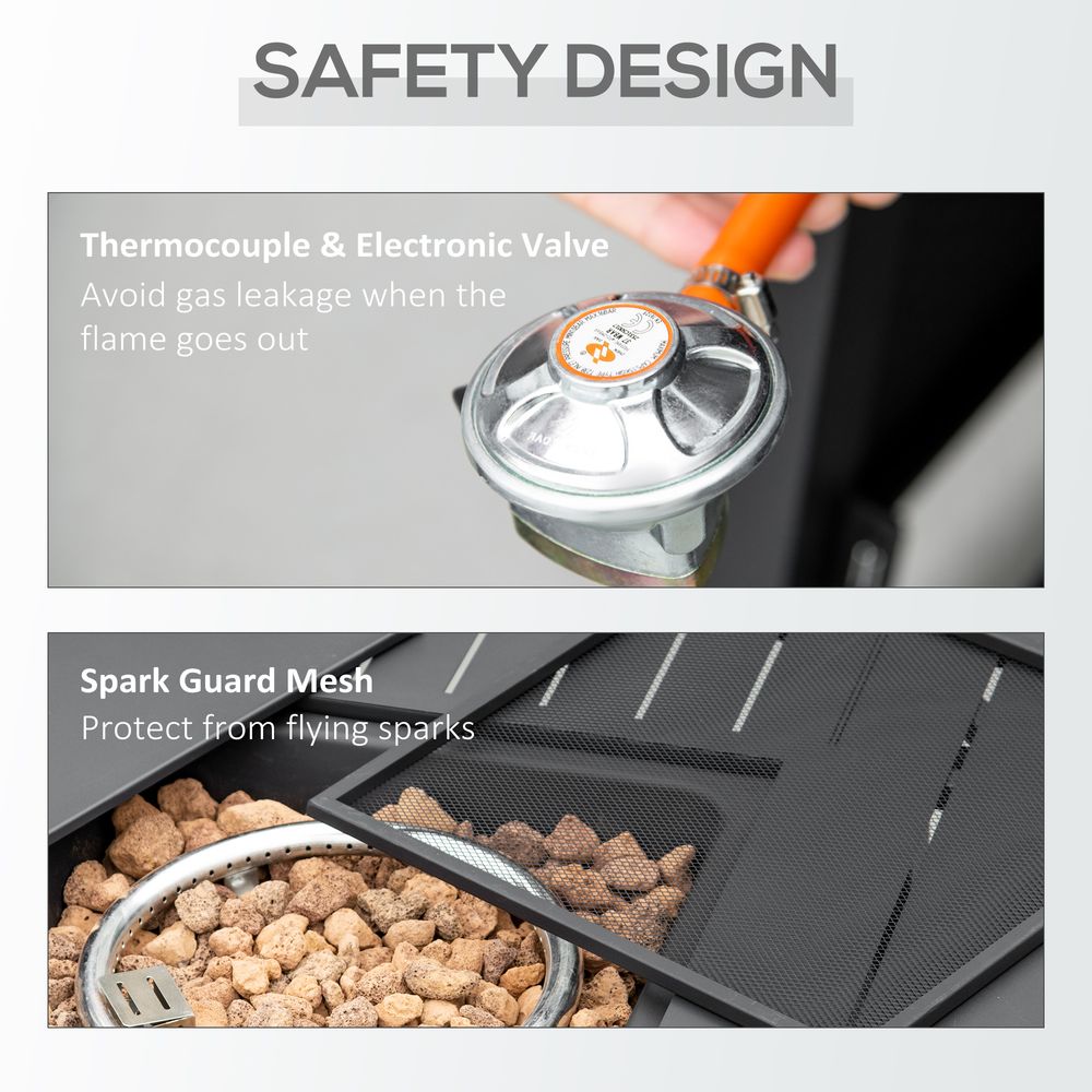 Gas Firepit Table - 50,000 BTU - Protective Cover - Spark Guard