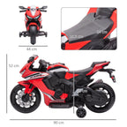 Honda Licensed 6V Kids Electric Motorbike Ride On Motorcycle Vehicle w/Headlights, Music, Training Wheels, for Ages 3-5 Years Red 3-5 Years Red