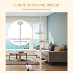 Floor to Ceiling Cat Tree for Indoor Cats 5-Tier Kitty Tower Beige
