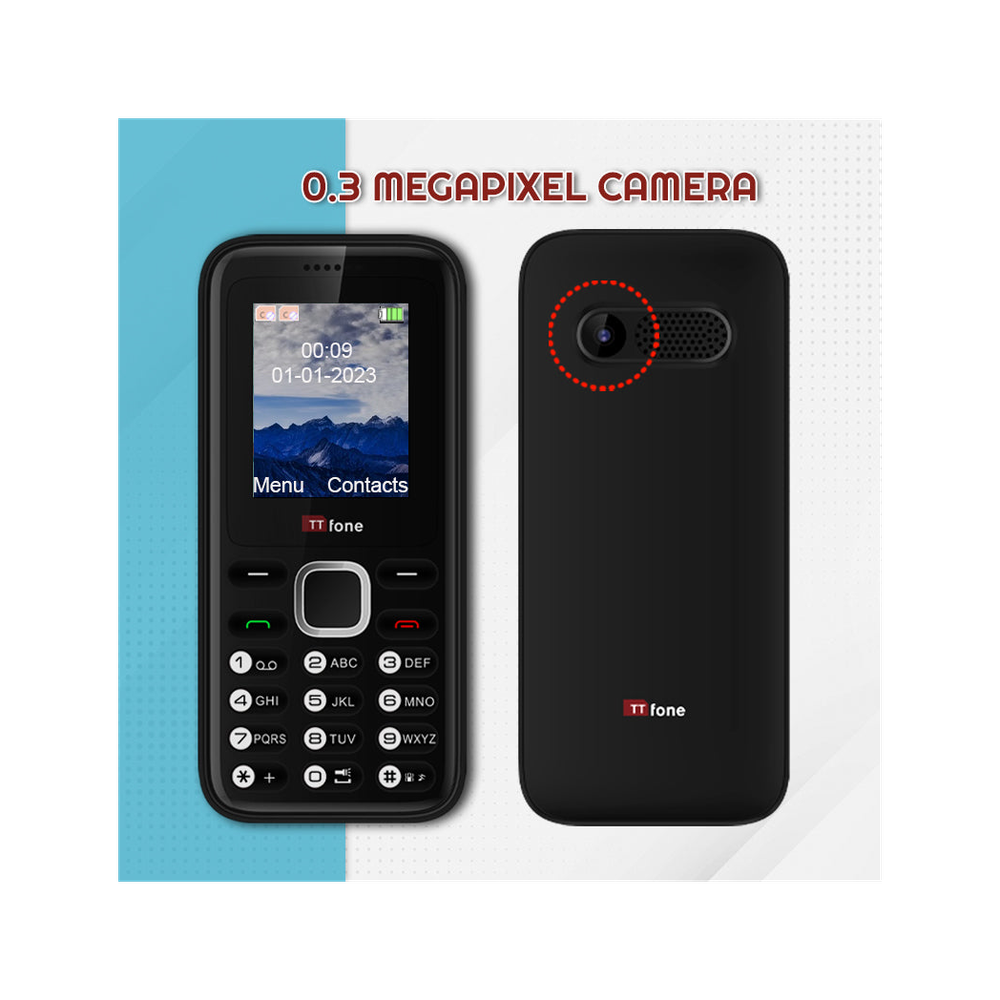 Black Dual SIM Mobile + USB Cable- Unlocked