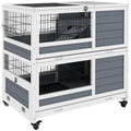 Double Deckers Rabbit Hutch: Spacious, Slide-Out Trays, Feeding Trough