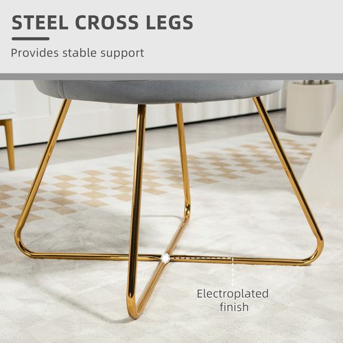 Accent Chair, Velvet Armchair with Lotus Backrest, Steel Legs