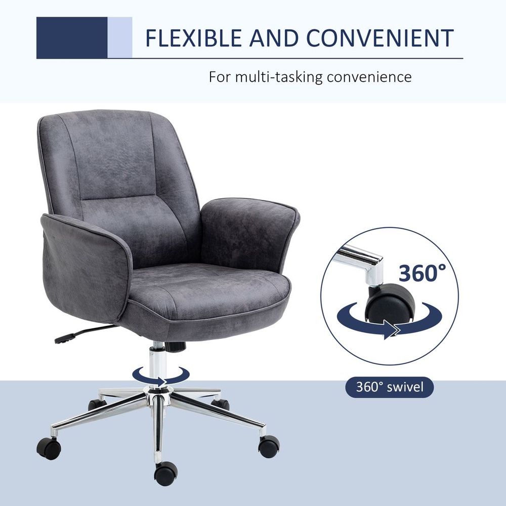 Swivel Computer Office Chair - Mid Back Desk Chair - Deep Grey