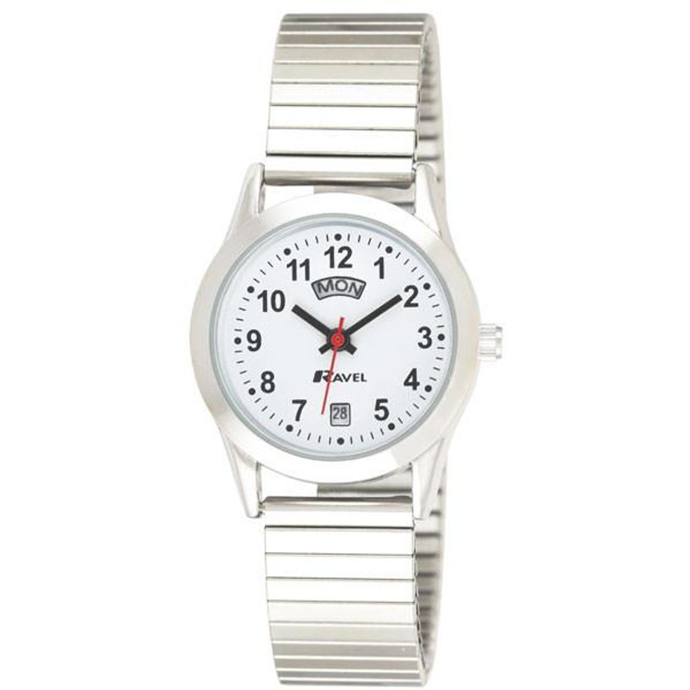 Womens Silver Day Date Expander Watch - Timepiece