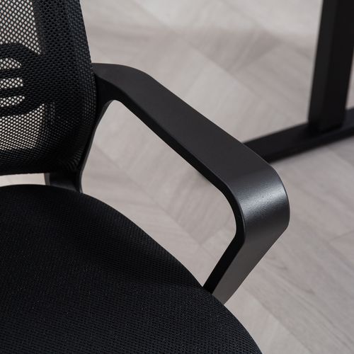 Meeting Office Chair, Mesh Reception Chair with Sled Base, Black
