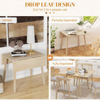 Versatile Drop Leaf Kitchen Table - Extendable Dining Table for Small Spaces - 2-4 Seater