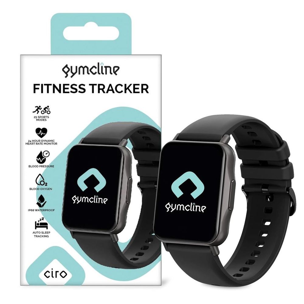 Gymcline Ciro Fitness Tracker: 25 Sports Modes, Water Resistant, Black