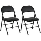 2 Pack Padded Folding Chairs with Cushioned Seat and Metal Frame Black