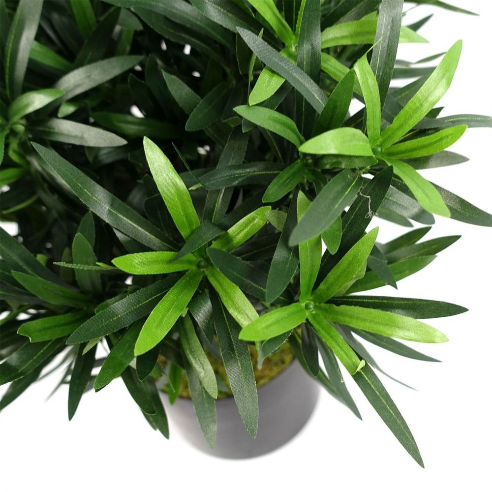 40cm Podocarpus Bush: Artificial, Silk Leaves, Wood Trunk