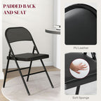2 Pack Padded Folding Chairs with Cushioned Seat and Metal Frame Black