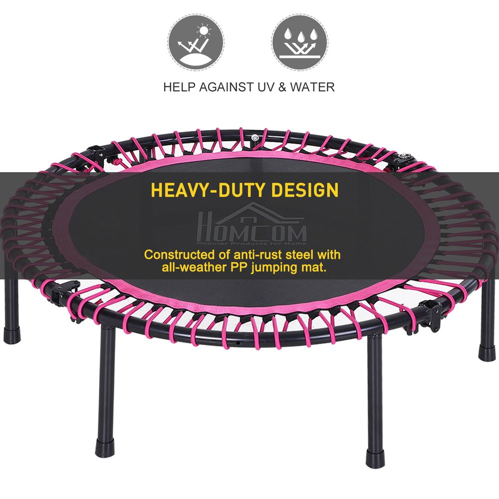 45” Round Mini Fitness Trampoline Rebounder Indoor Outdoor Mini Jumper with Adjustable Handle - Pink