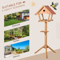 Wooden Bird Table Freestanding Feeding Station for Garden Outside 139H cm Natural