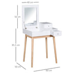 Dressing Table Desk Flip-up Mirror Multi-Purpose Large Space 2 Drawers Modern - White