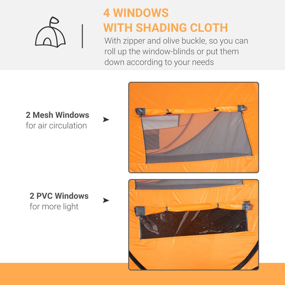 Lightweight 4-5 Person Camping Tent - Pop-Up Dome with Windows - Orange
