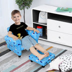 Cute Cloud Star Child Armchair Seat Wood Frame w/ Footrest Padding Blue