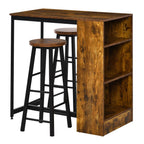 3 pc Bar Table Set: Height Table, 2 Stools w/ Storage & Footrest - for Small Spaces