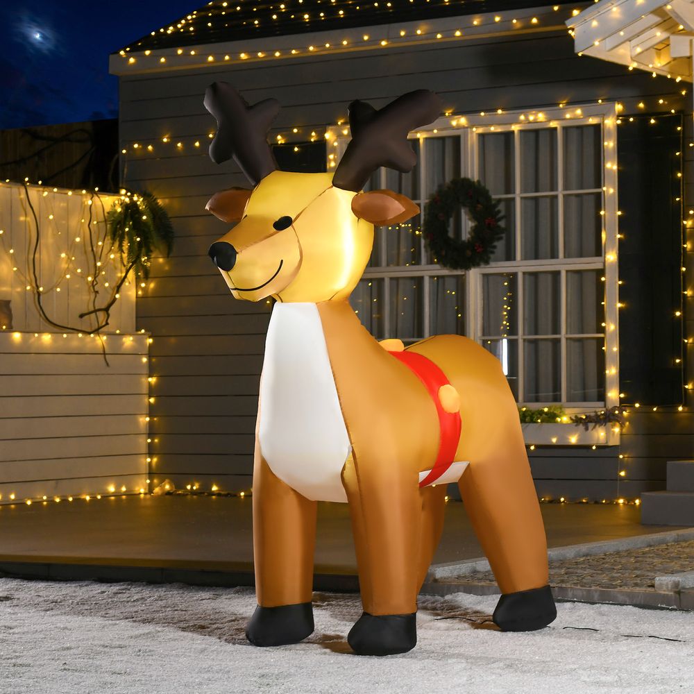 6ft Christmas Inflatable Reindeer Deco Xmas Lights Indoor and Outdoor Animal