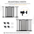 74-105 cm Pet Safety Gate Pressure Fit Stair with Double Locking, Black