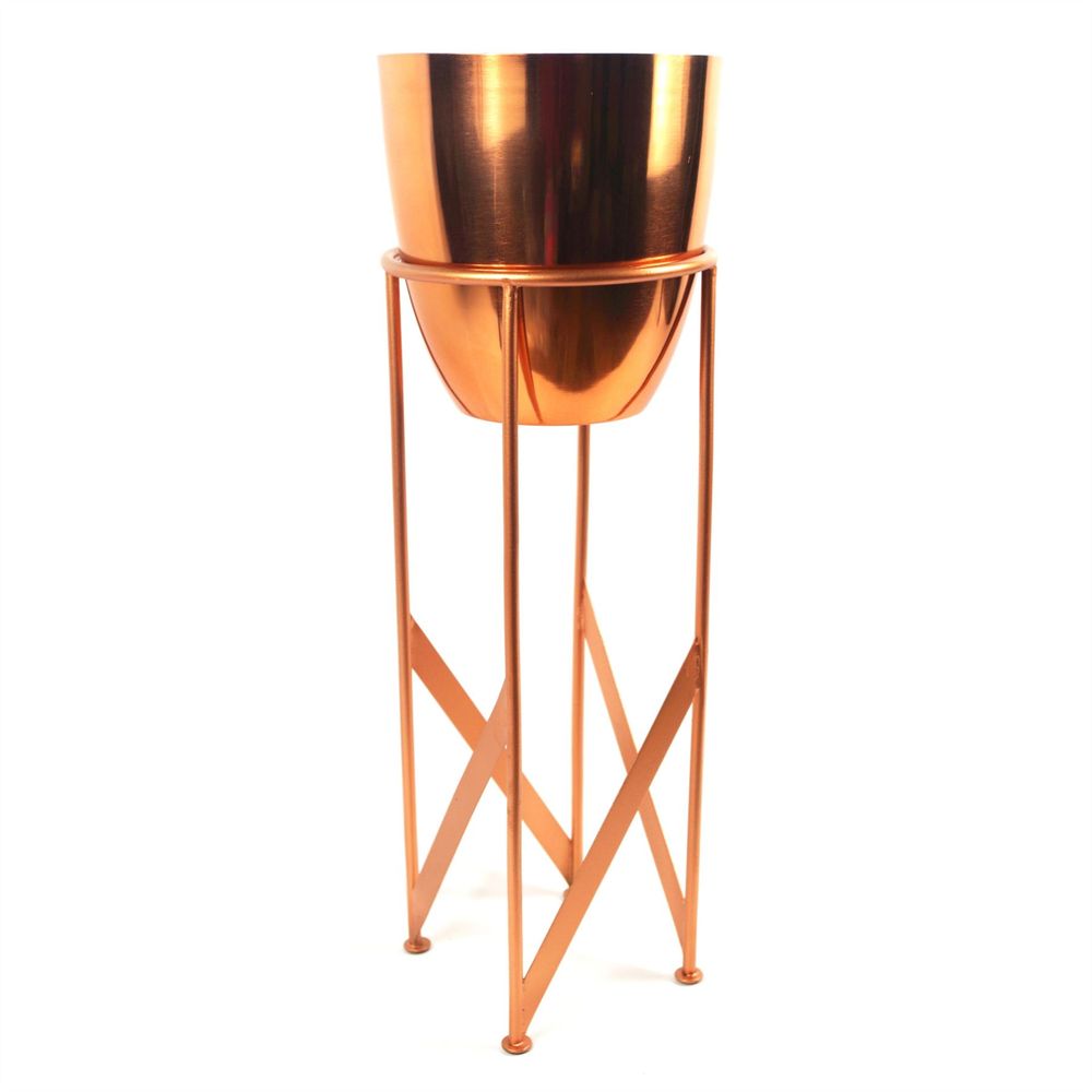 Rustic Handmade Copper Planter & Stand- 55cm Height. Choice of Colours. Indoor Use