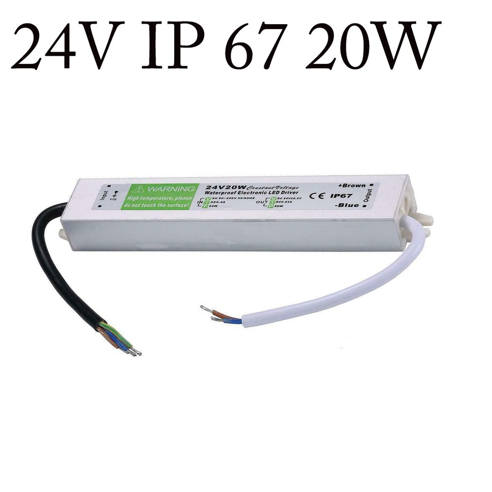 Waterproof LED Driver Power Supply Transformer - DC24V 20W - Overload Protection