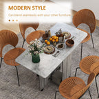 Folding Dining Table, Drop Leaf Table With Storage Drawers Grey Marble