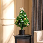 2FT Pre-lit Artificial Christmas Tree Tabletop LED Lights Pot Table Desk Green