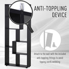 178cm 8-Shelf Bookcase Melamine Black Foot Pads - Multipurpose 8-Grid