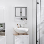 Stylish Grey Wall-Mounted Mirror Cabinet with Double Mirrored Doors - Space-Saving