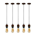 5 Pack Industrial Rustic Red Pendant Light, Lampshade Addable E27 Lamp Holder Light, E27 UK Holder Set With PVC Cable