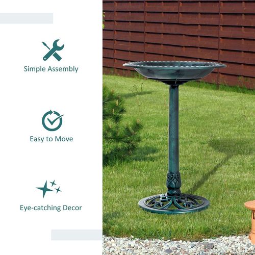 50cm Outdoor Bird Bath Fountain, Decrative Garden Feeder Stand Green